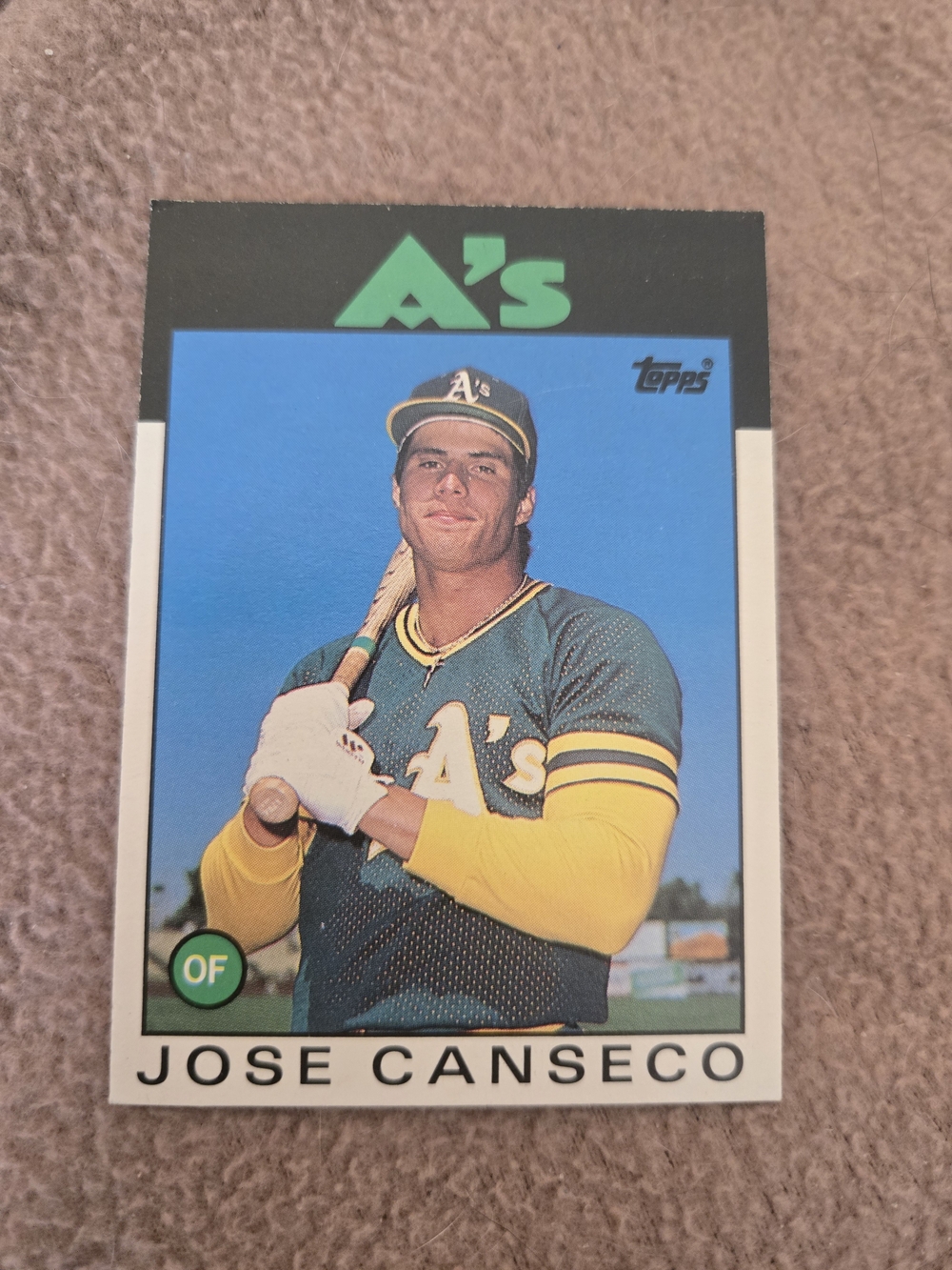 Topps Jose Canseco Oakland A's Card - Green & Yellow Rookie